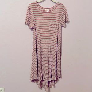 LuLaRoe Carly Ribbed Gray & Pink Striped Dress XXS SoftLike BUTTA! Offers Welcoe